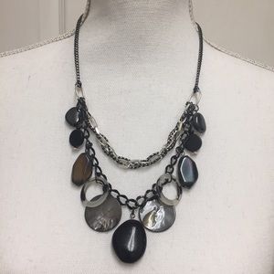 NWOT Black and Silver Stone Necklace